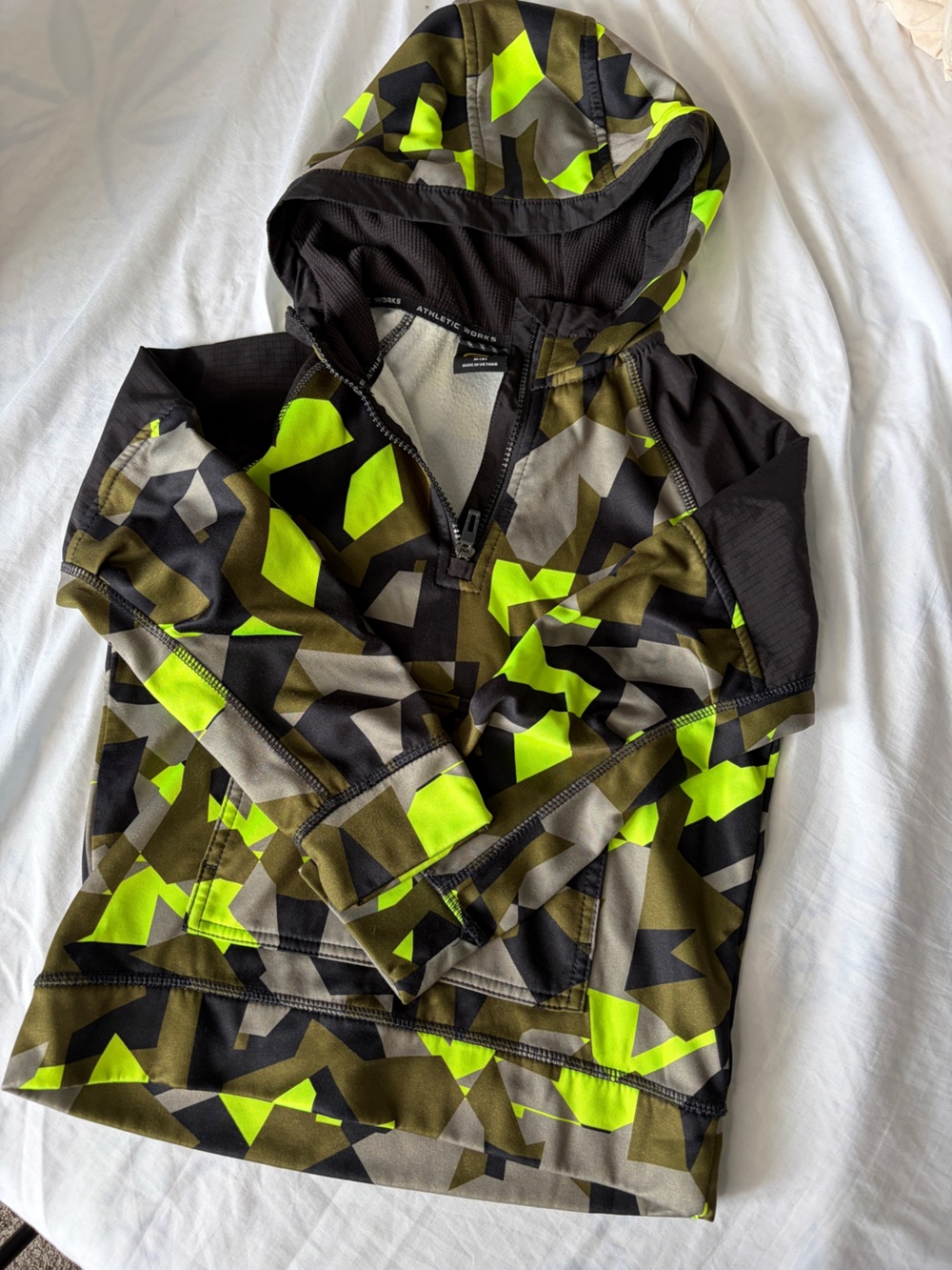 Camo Athletic Hoodie - Neon Green, Black & Olive